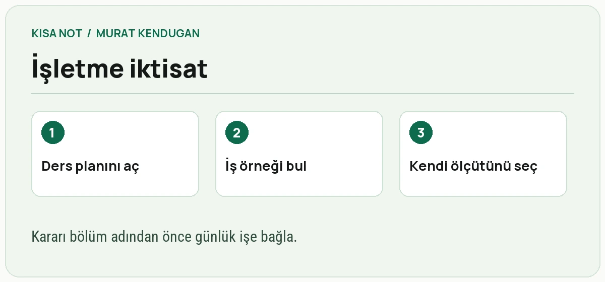 Bölüm karşılaştırması için üç adım: ders planı, iş örneği, kişisel ölçüt