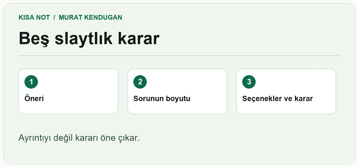 Karar odaklı sunumun temel adımları