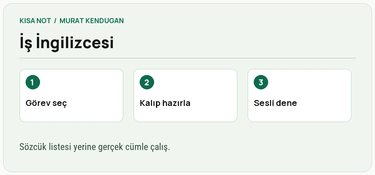 İş İngilizcesi için görev seç, çıktı üret, geri bildirim al