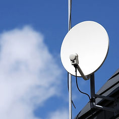 Satellite dish on rooftop