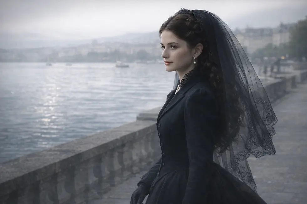 Würdevolles Porträt von Elisabeth am Genfer See kurz vor dem Attentat