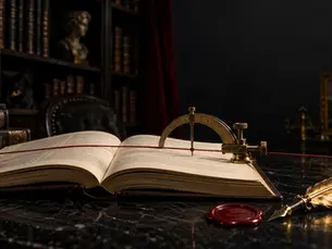 Bücher online kostenlos lesen als goldene Herkunftskette durch eine dunkle Bibliothek