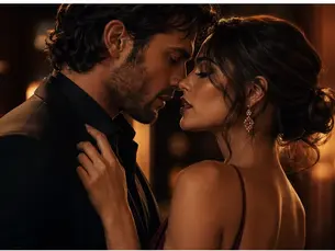 Elegantes erwachsenes Paar in warmer Nachtatmosphäre mit luxuriöser Spannung für einen Guide zu spicy Romance Büchern