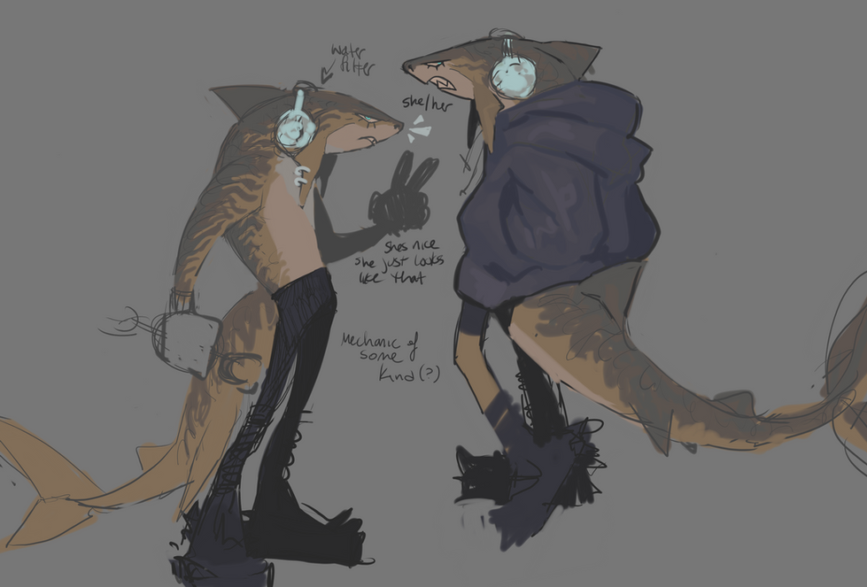 Taking a swing at aquatic mobians for the Sonic Franchise! (Tiger Shark)