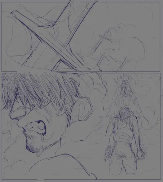 (3/3) disjointed story boards for my OC Shiro's plot.