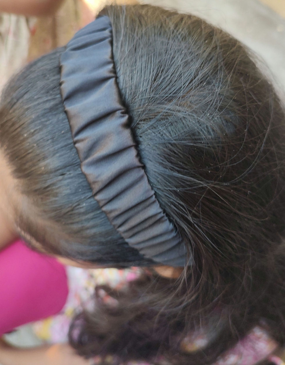 Thumbnail: Black Luxe Silk Ruffled Head Band