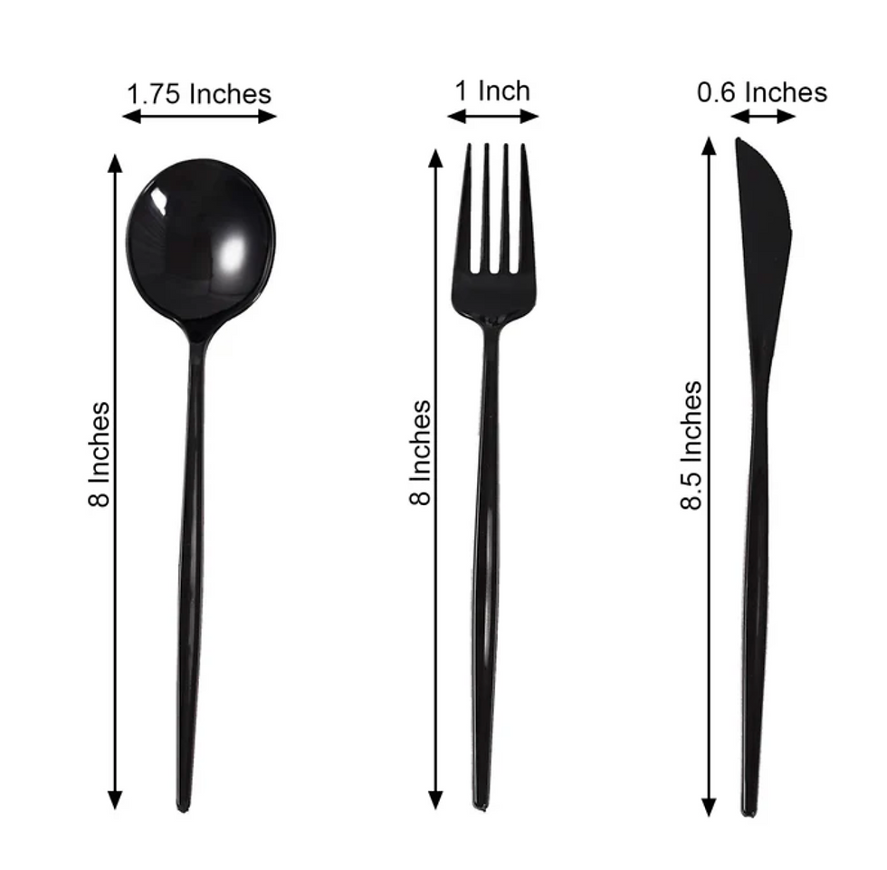 Thumbnail: Modern Heavy Duty Plastic Utensils - Black Sleek (24 pack)
