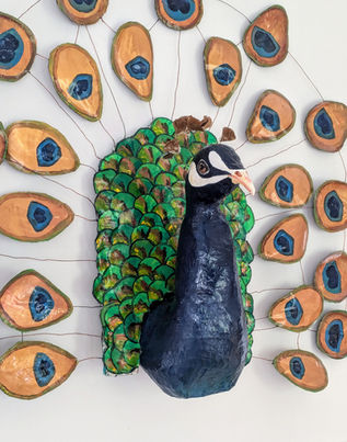peacock papermache sculpture wall