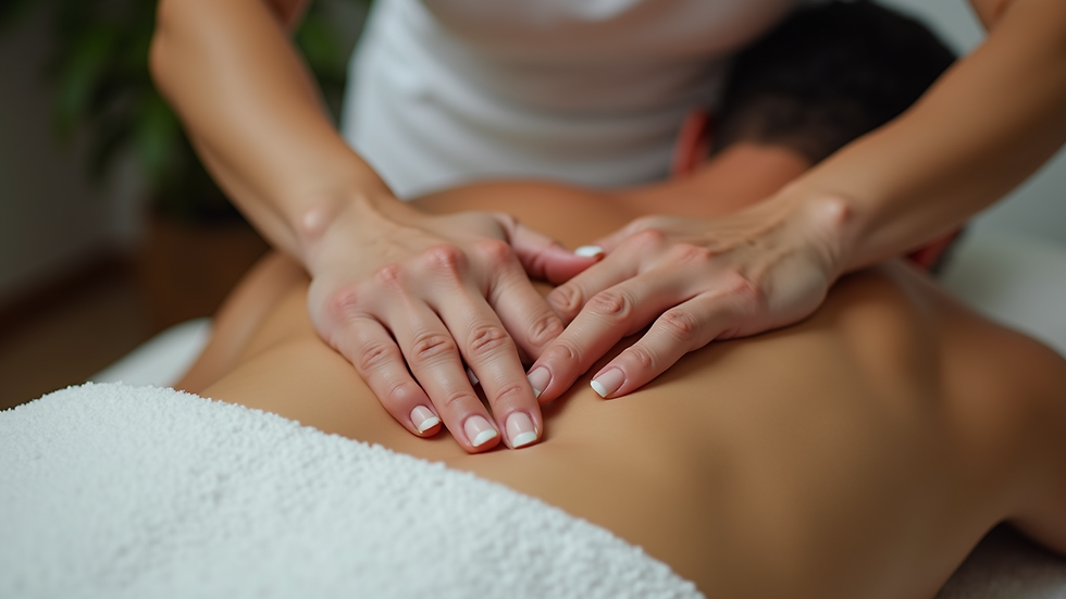 Close-up view of massage therapist applying deep tissue techniques