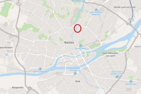 situation du quartier du Coudray sur une carte de la Ville de Nantes