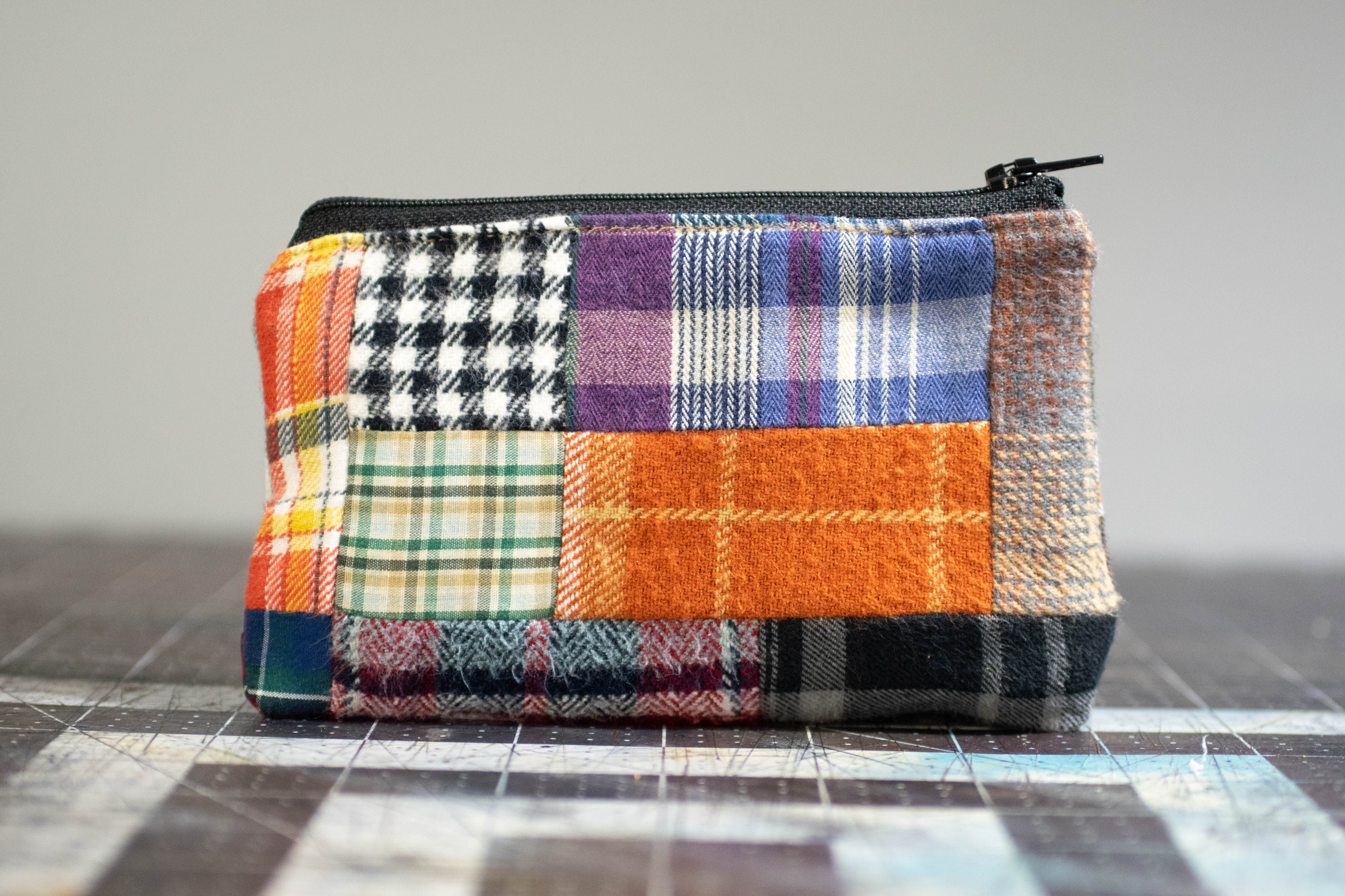 Patchwork Small Zip Bag - Plaid