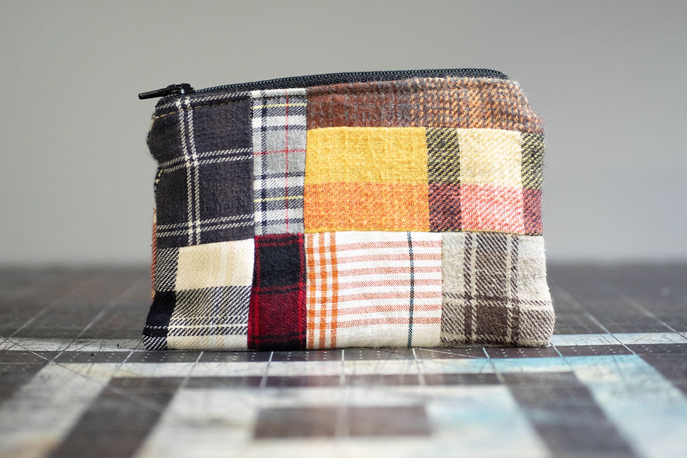 Thumbnail: Patchwork Small Zip Bag - Plaid