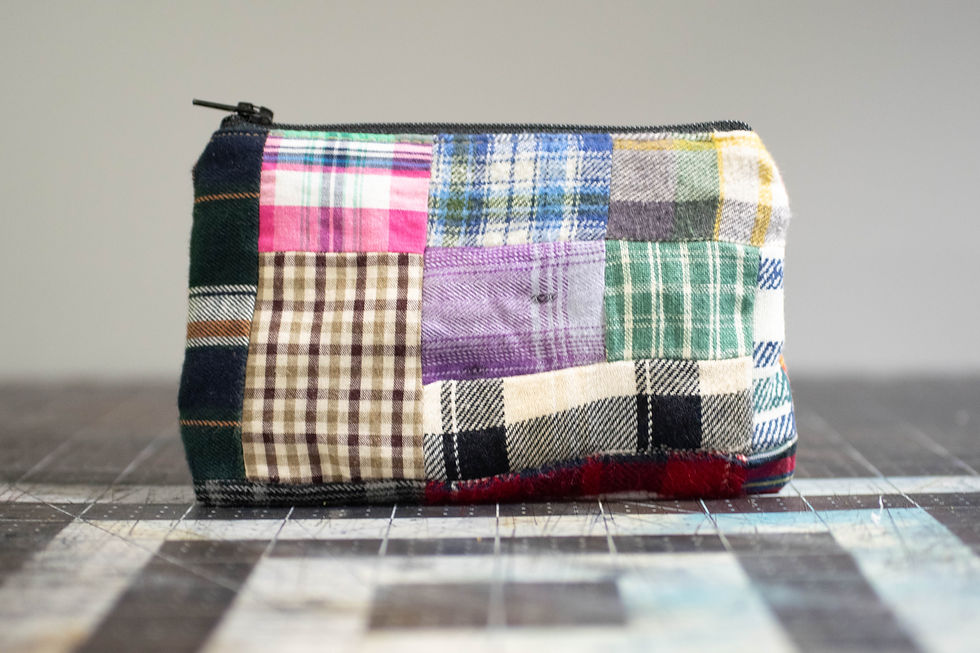 Thumbnail: Patchwork Small Zip Bag - Plaid