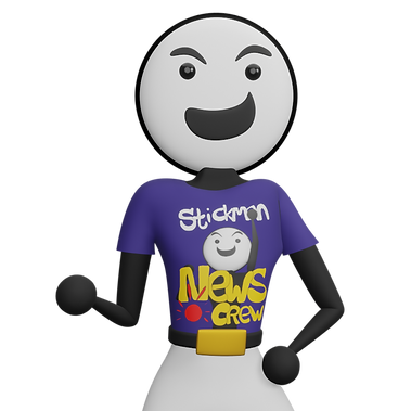 Animated Cartoon character: Stickman is wearing the News Crew Stickman shirt.