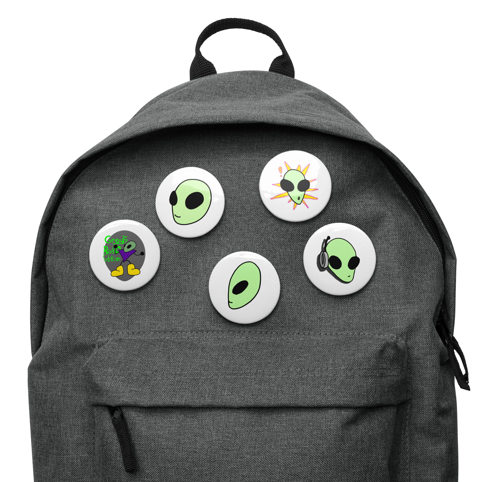 Grey's Head Set of pin buttons : Grey's Radio Station : IW Comics