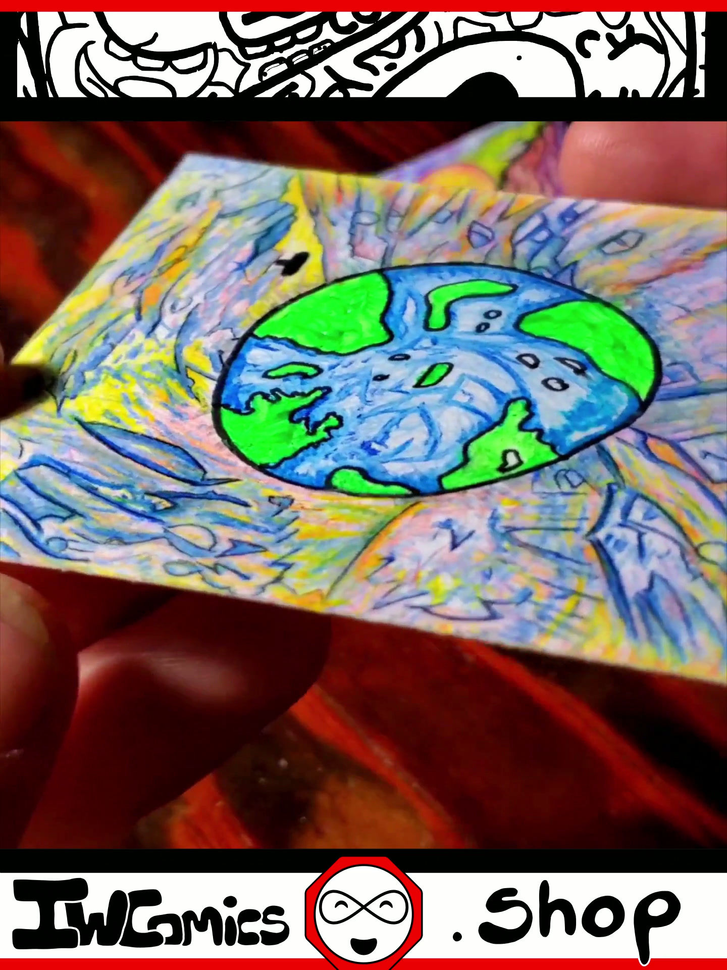 3x3 IW Comics artwork in daylight appearing calm and innocent before black light reveals its fierceness