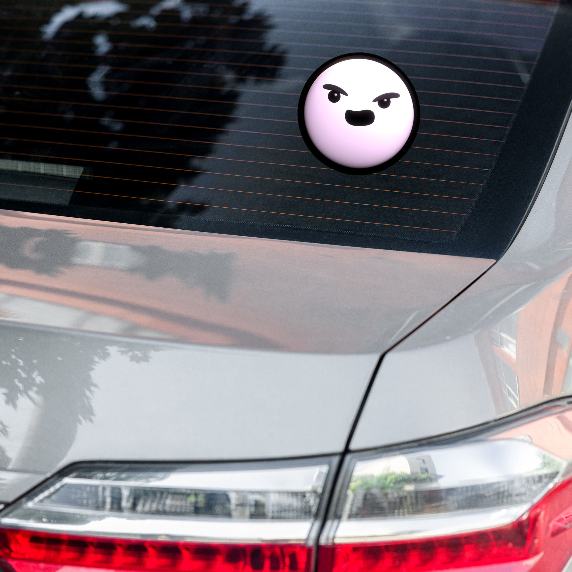 Close-up of Stickman cartoon emoji vinyl sticker, showing playful “Uh huh?” emoji artwork.