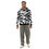 Thumbnail: Black and white striped camo hoodie unisex cotton streetwear worn by male model