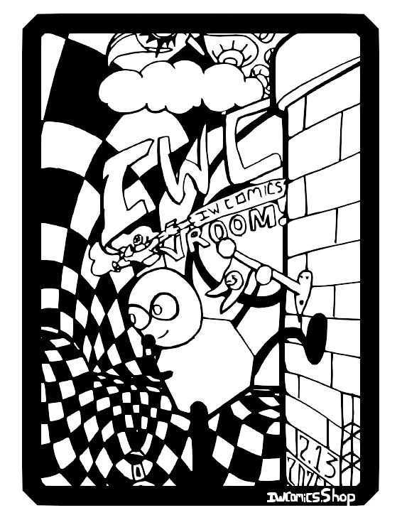 Thumbnail: Individual travel sized coloring page design from IW Comics featuring intricate impossible art and advanced hand-drawn detail