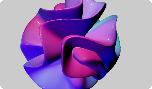A model of an abstract sphere with different hues of purple and pink