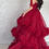 Thumbnail: Red tulle dress with ruffles فستان احمر من التول مع كسرات