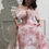 Thumbnail: Pink beaded and embroidered dress with bow فستان مطرز و مخروز مع ياقة