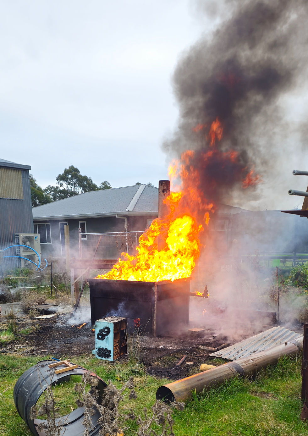 Uh oh – John Berry’s paraffin wax dipper goes up in flames.