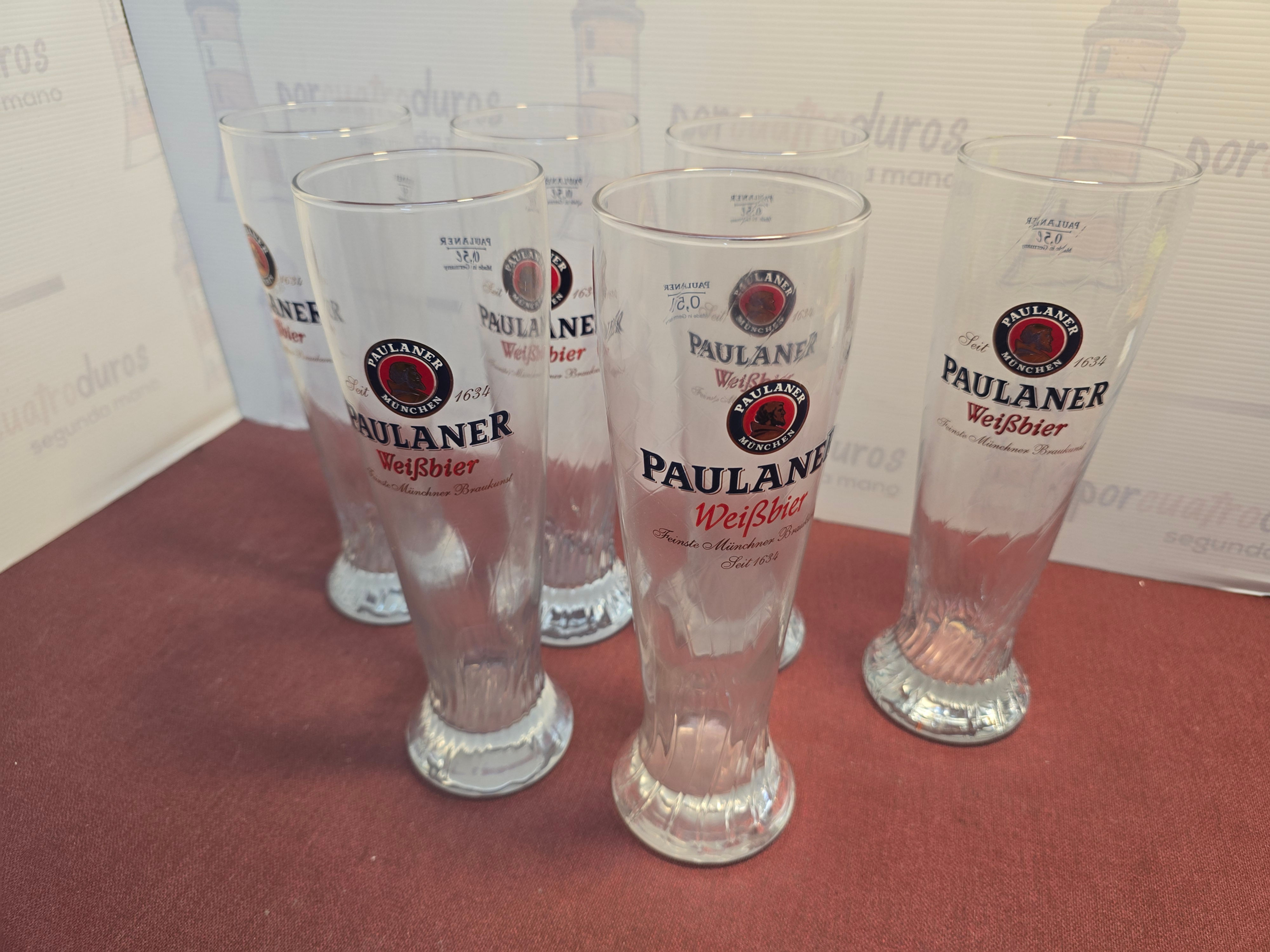 Lote 6 vasos pinta de cerveza Paulaner