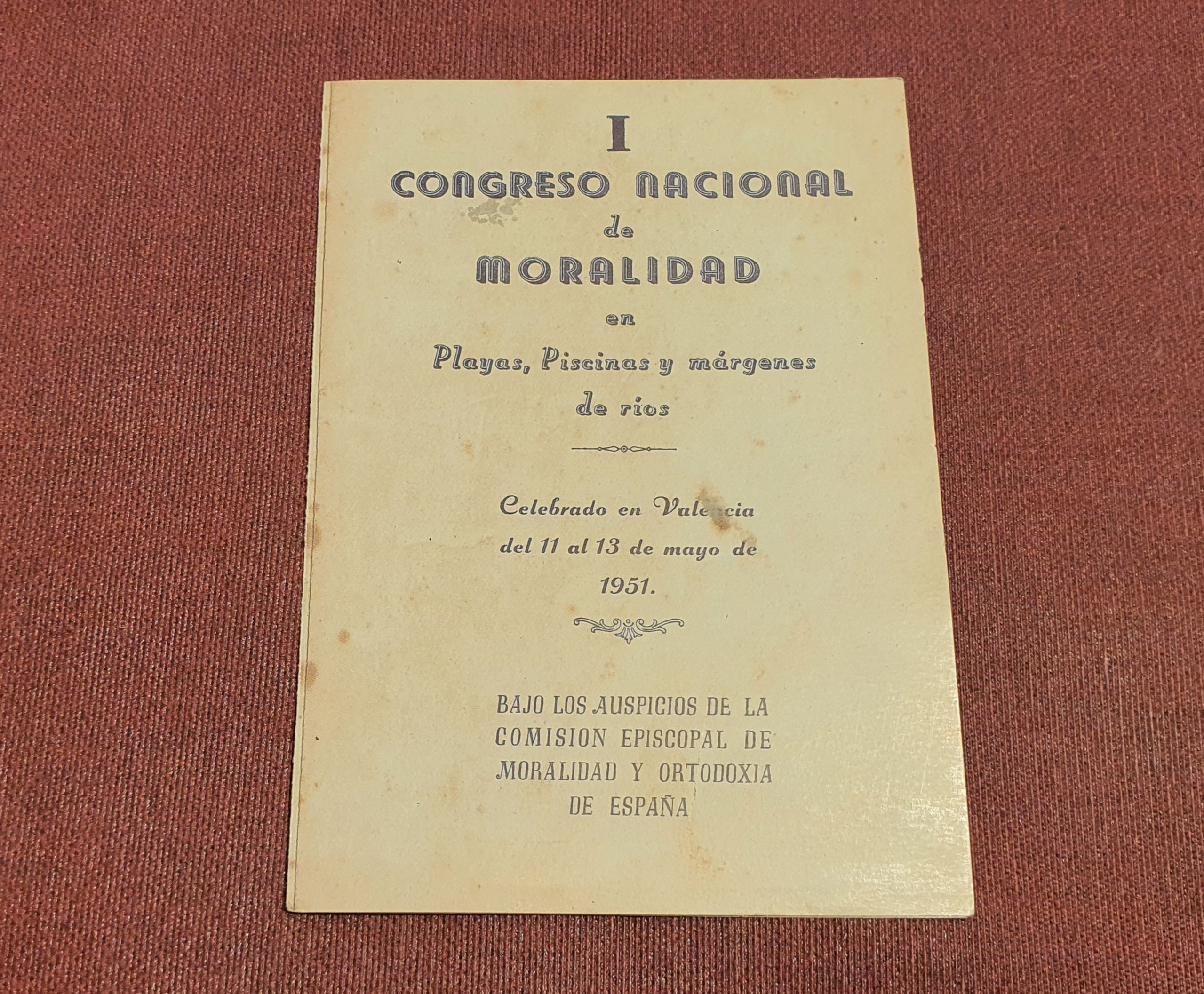 Díptico I Congreso Nacional de Moralidad en Playas, Piscinas... 1951