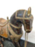 Miniatura: Antiguos caballos en madera y cobre - India