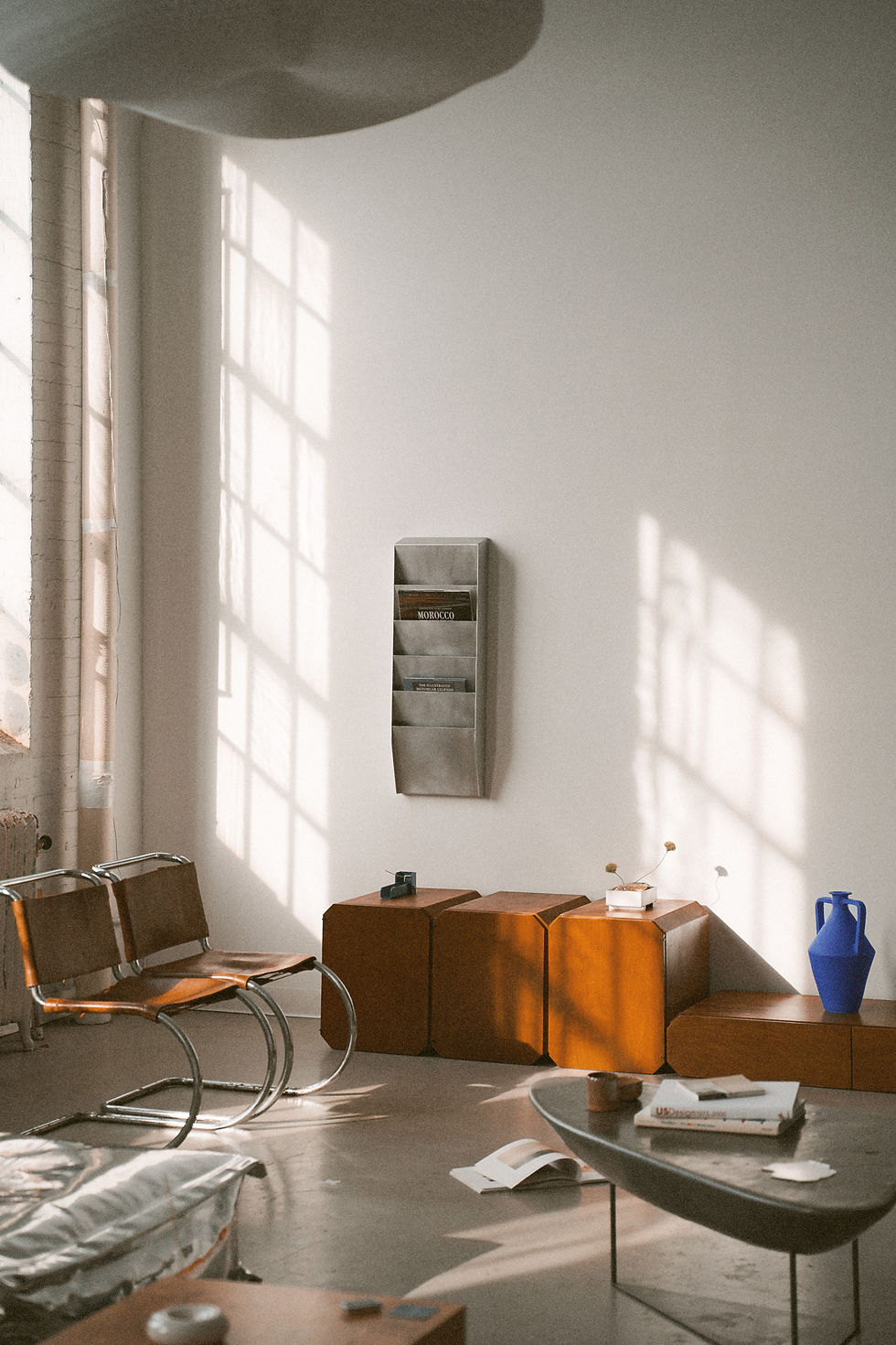 Thumbnail: Wall Mounted Magazine Rack in Rough Polished Aluminum