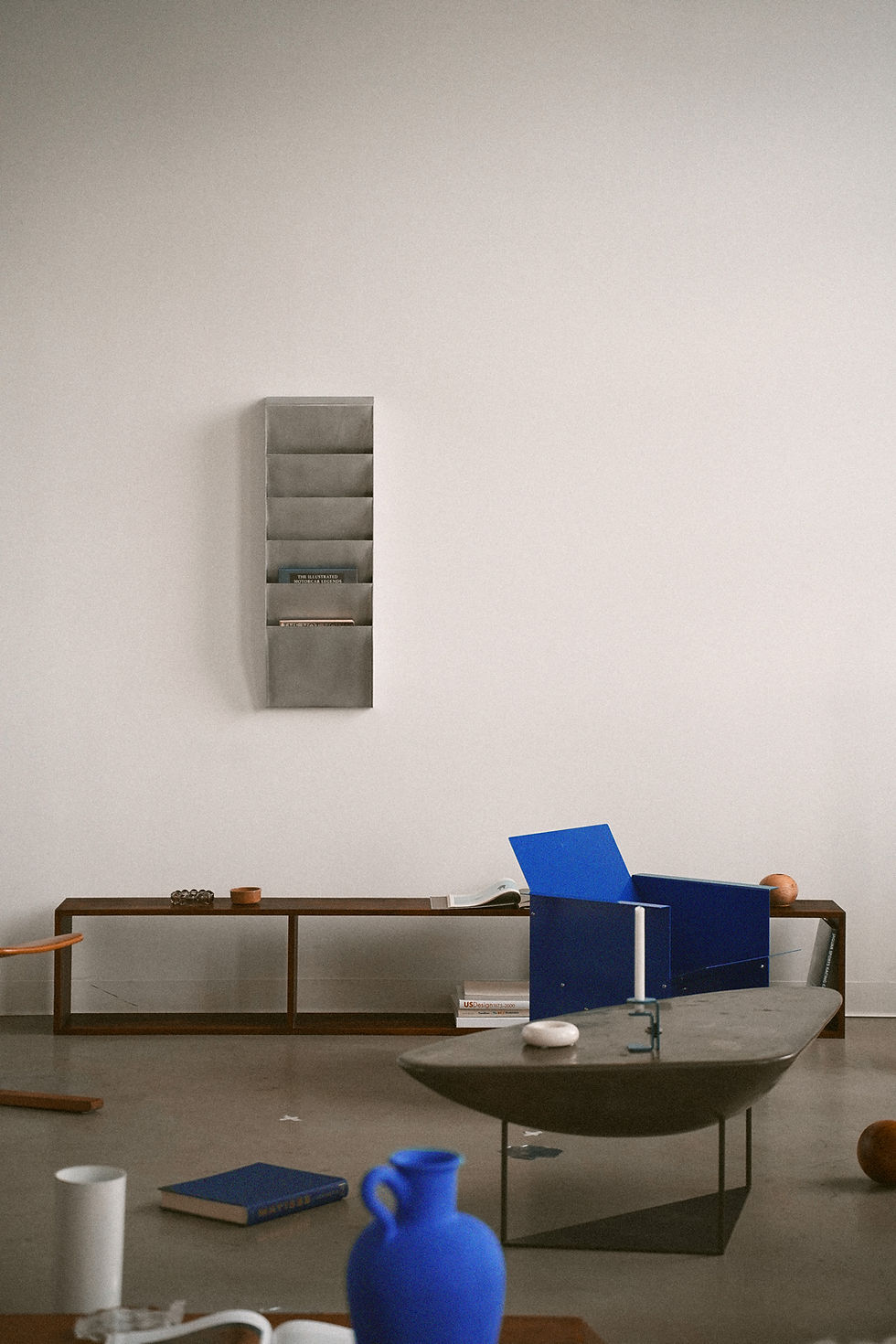 Thumbnail: Wall Mounted Magazine Rack in Rough Polished Aluminum