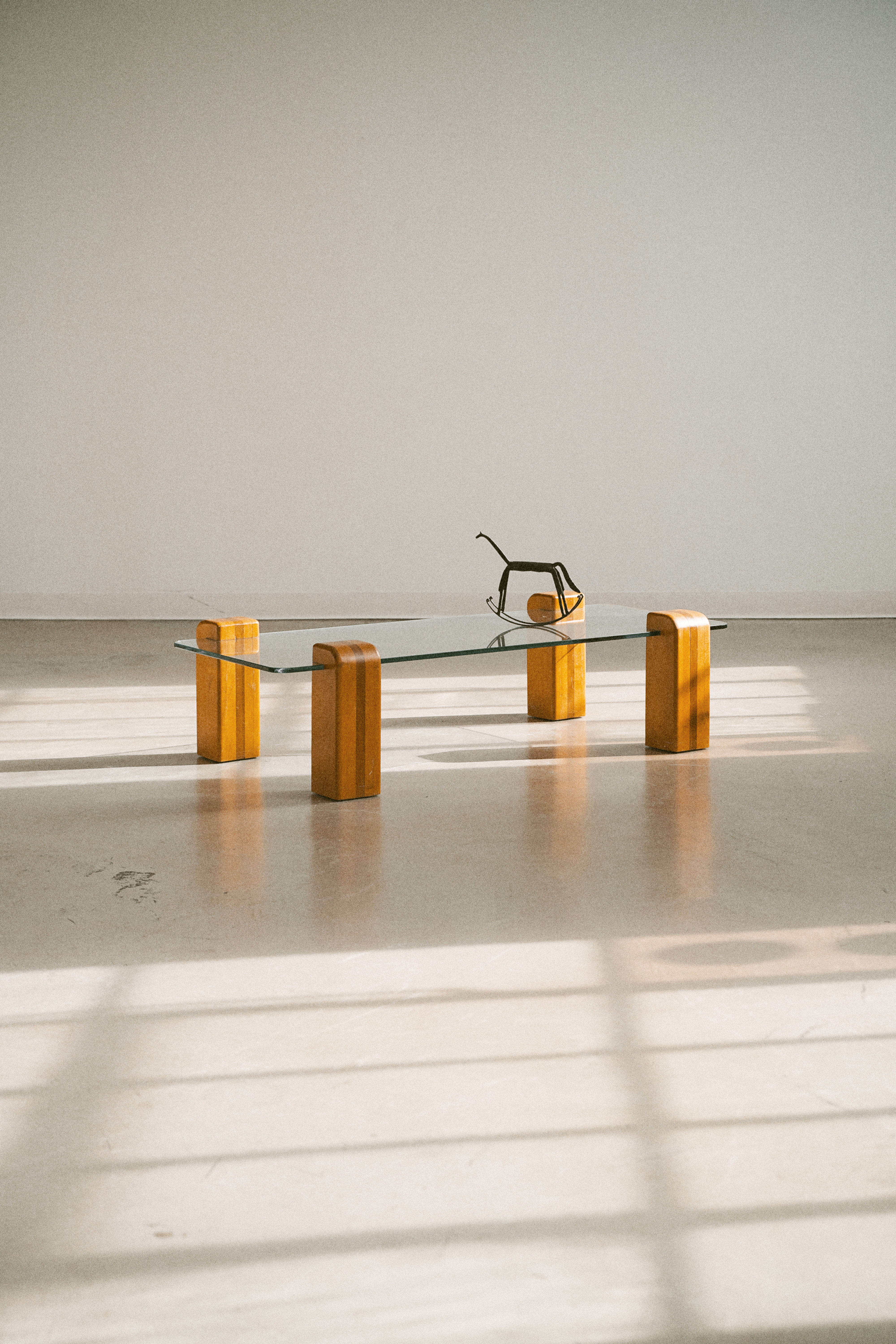 Glass and Maple Coffee Table