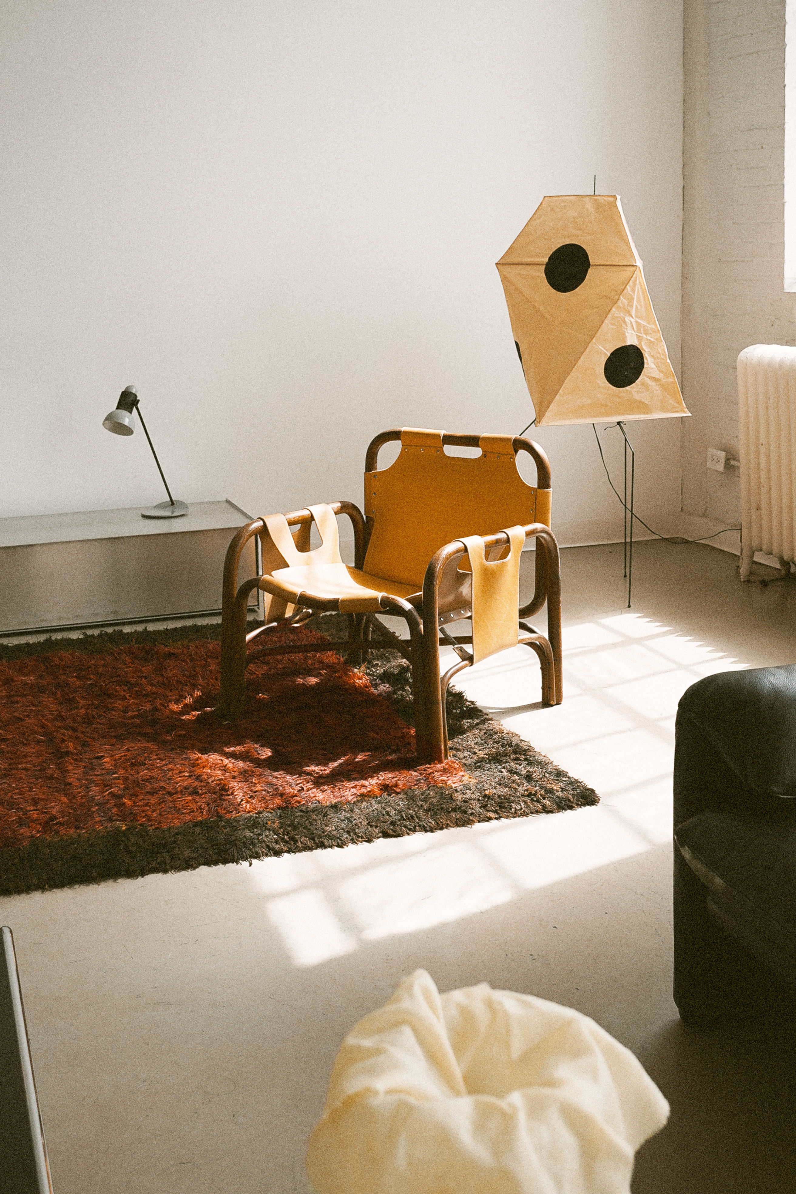 Easy Chair in Leather and Bamboo by Tito Agnoli fo Bonacina