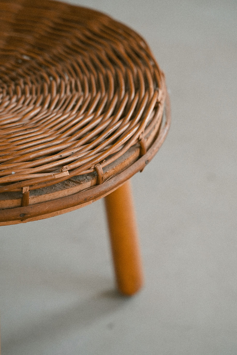 Thumbnail: Vintage Rattan Stool in the style of Tony Paul