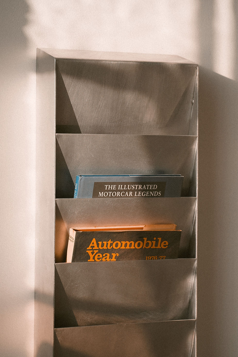 Thumbnail: Wall Mounted Magazine Rack in Rough Polished Aluminum