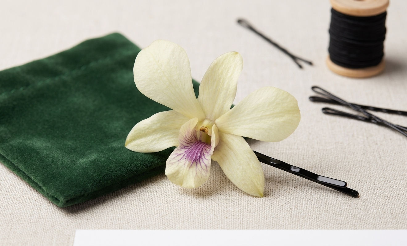 Large White Orchid Hair Pin