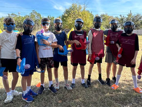 A group of kids in gellyball gear.