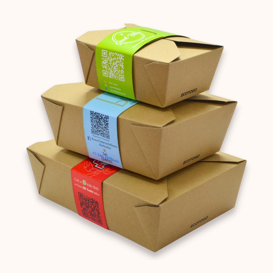 Stack of ECOTOGO boxes with customized branded wraps