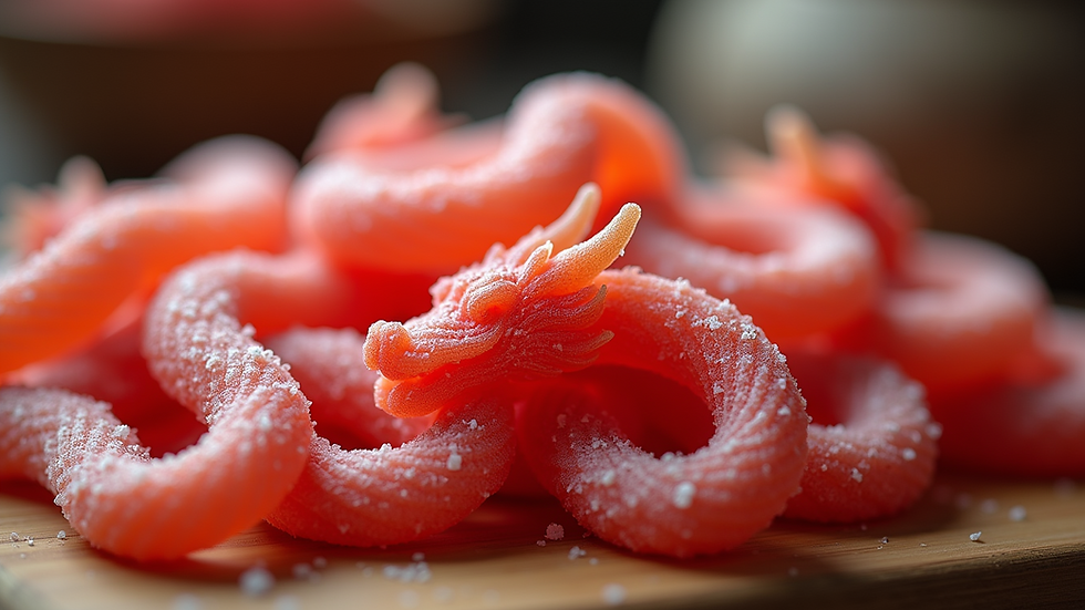 Close-up view of traditional handmade dragon beard candy