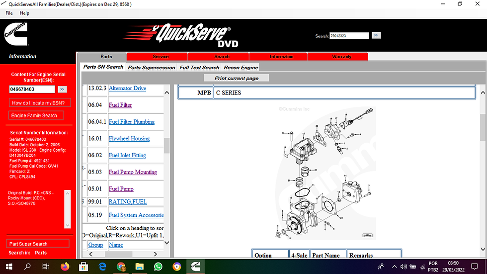 Thumbnail: CUMMINS EPC - SPARE PARTS CATALOG