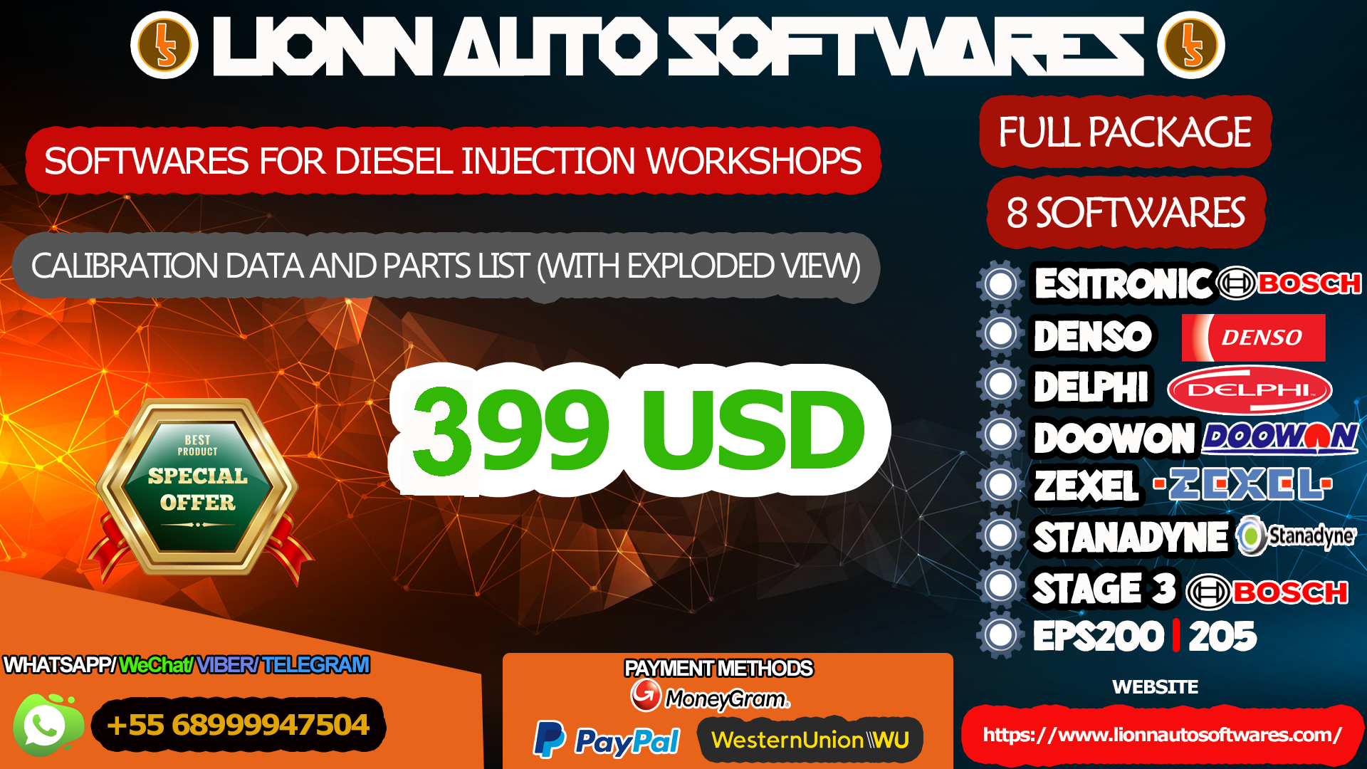 FULL PACKAGE - SOFTWARES FOR DIESEL INJECTION WORKSHOPS - 8 SOFTWARES