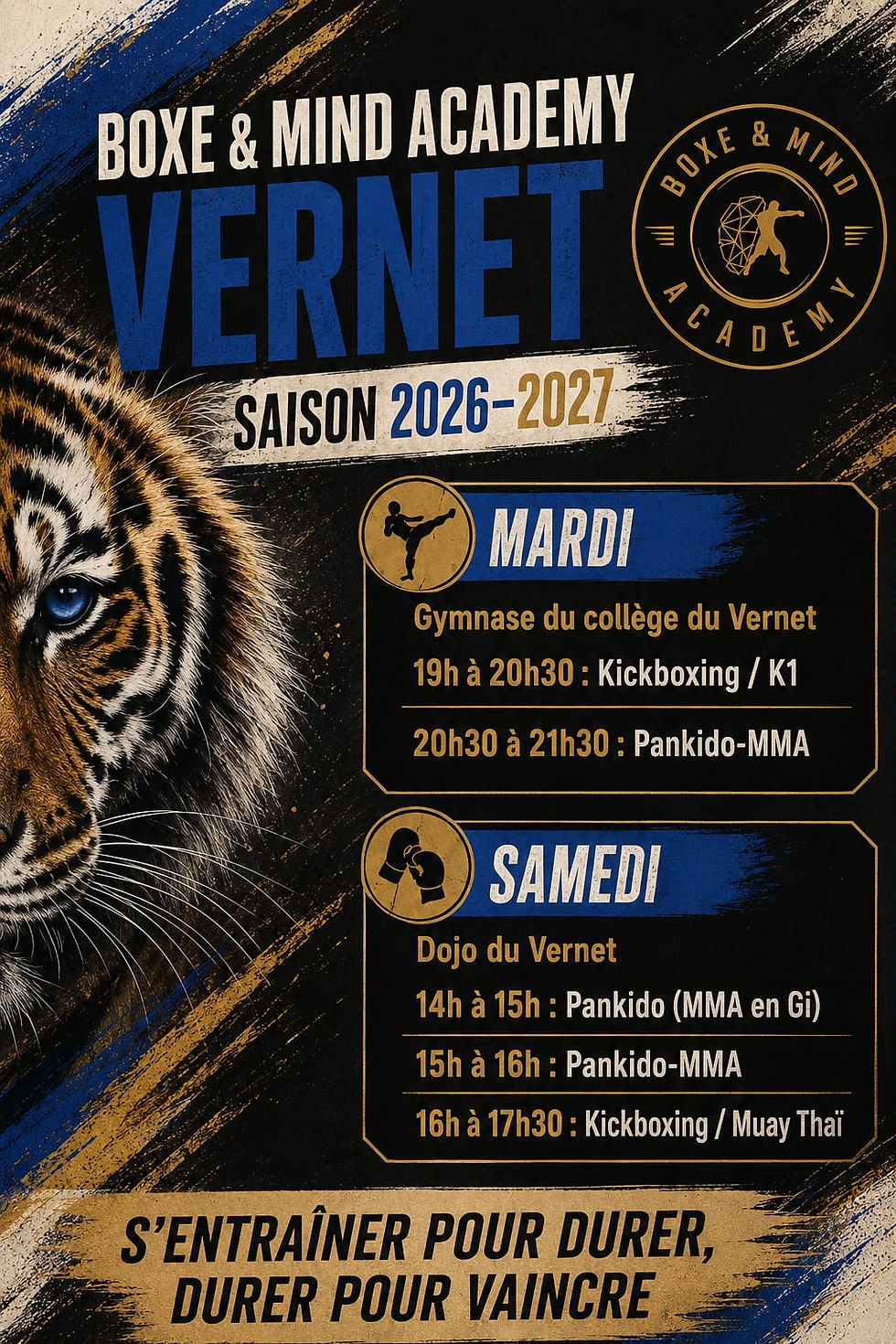 Horaires Rentrée 2026-2027 – Salle MMA & Boxe Thaï - Le Vernet