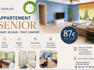 Appartement senior en court séjour à Souillac : profitez d’un été tout confort à la Résidence AGORA
