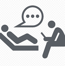 uma imagem de duas pessoas conversando. Uma deitada no divã falando enquanto a outra anota