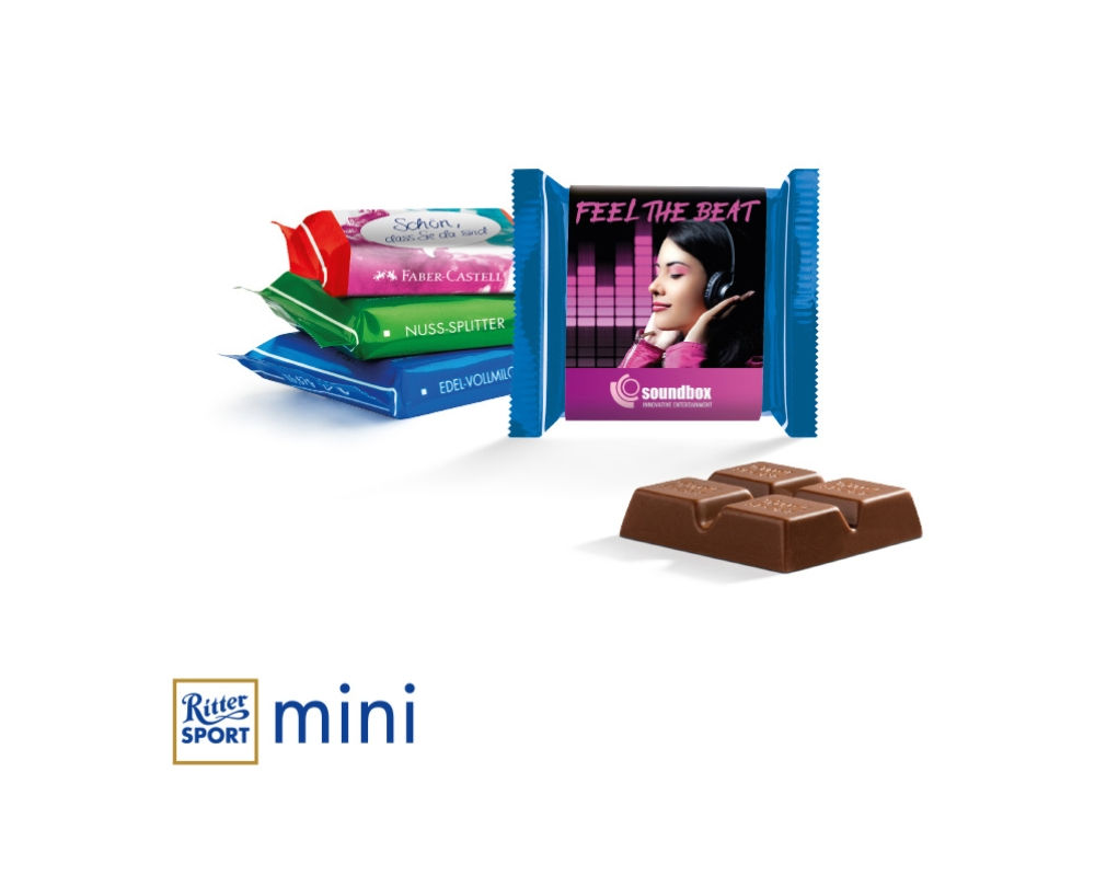 Ritter Sport Schokolade Miniwürfel mit bedruckter Banderole