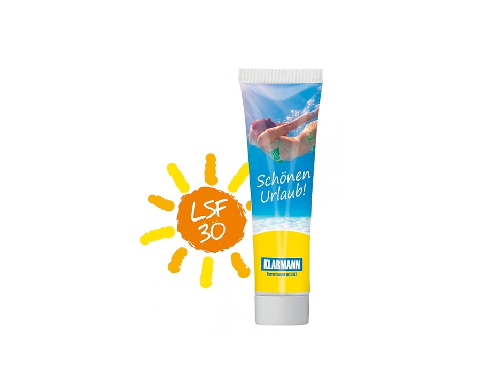Tube mit Sonnenmilch und Lichtschutzfaktor 30