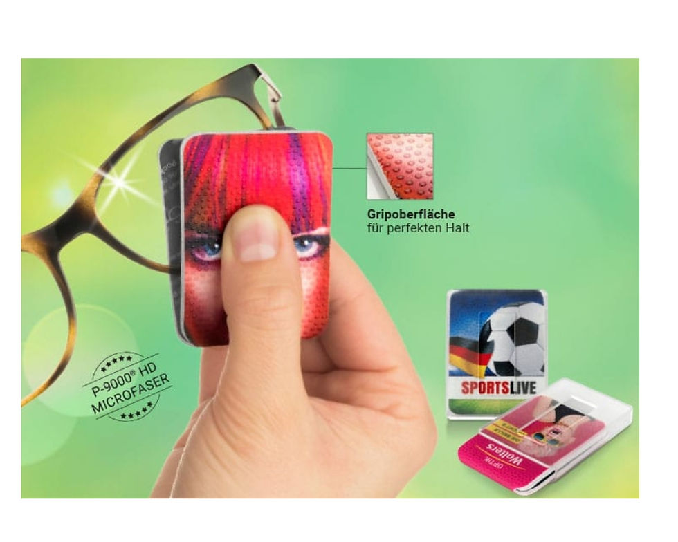 weiches Pad als Brillenreiniger komplett allover bedruckbar