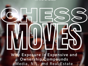 Visualization of exposure-based growth vs ownership-based compounding systems across media, NIL, and real estate.