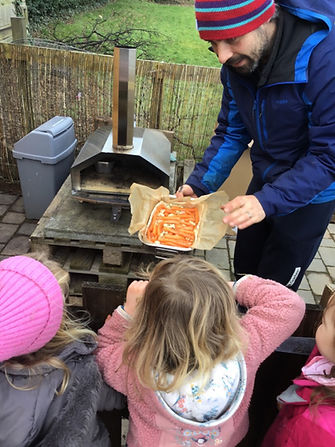 Outdoor cooking at Arbor Green Nursery